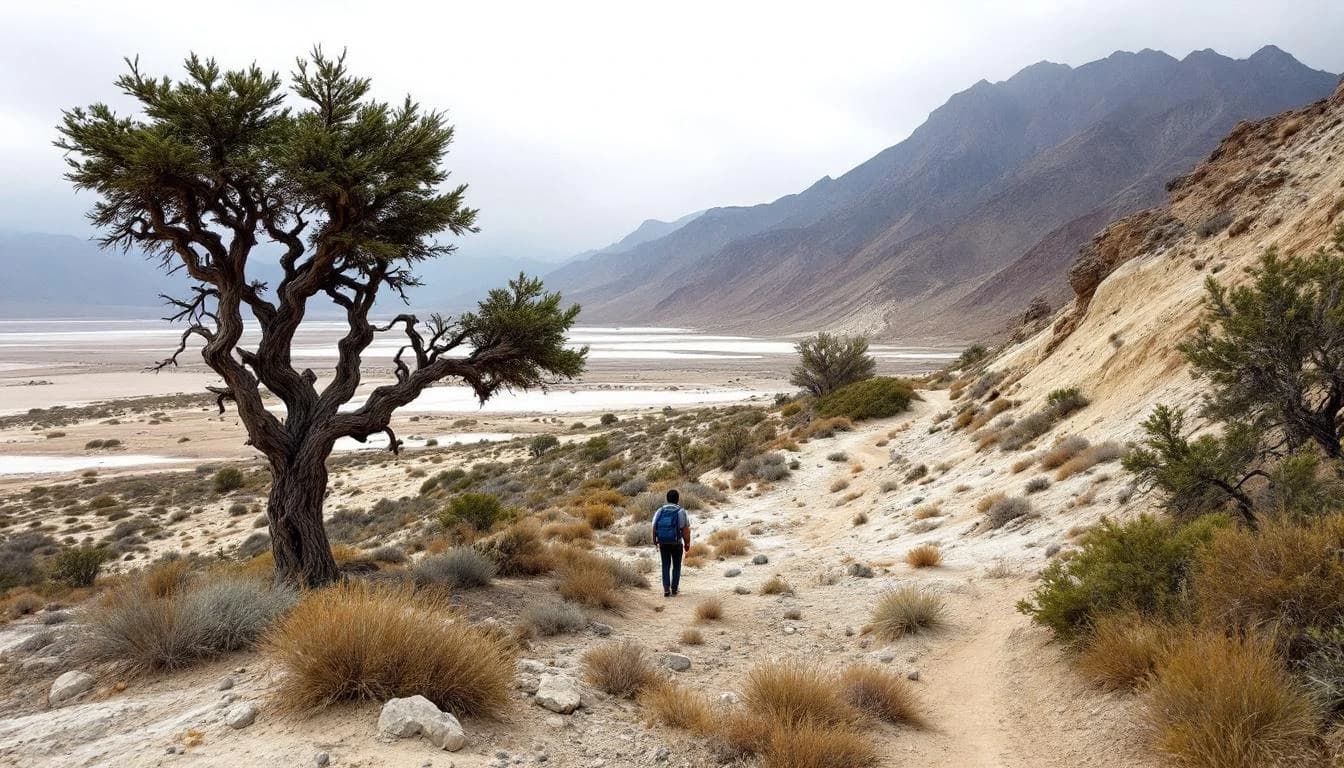 Trail running course through road course in California, USA