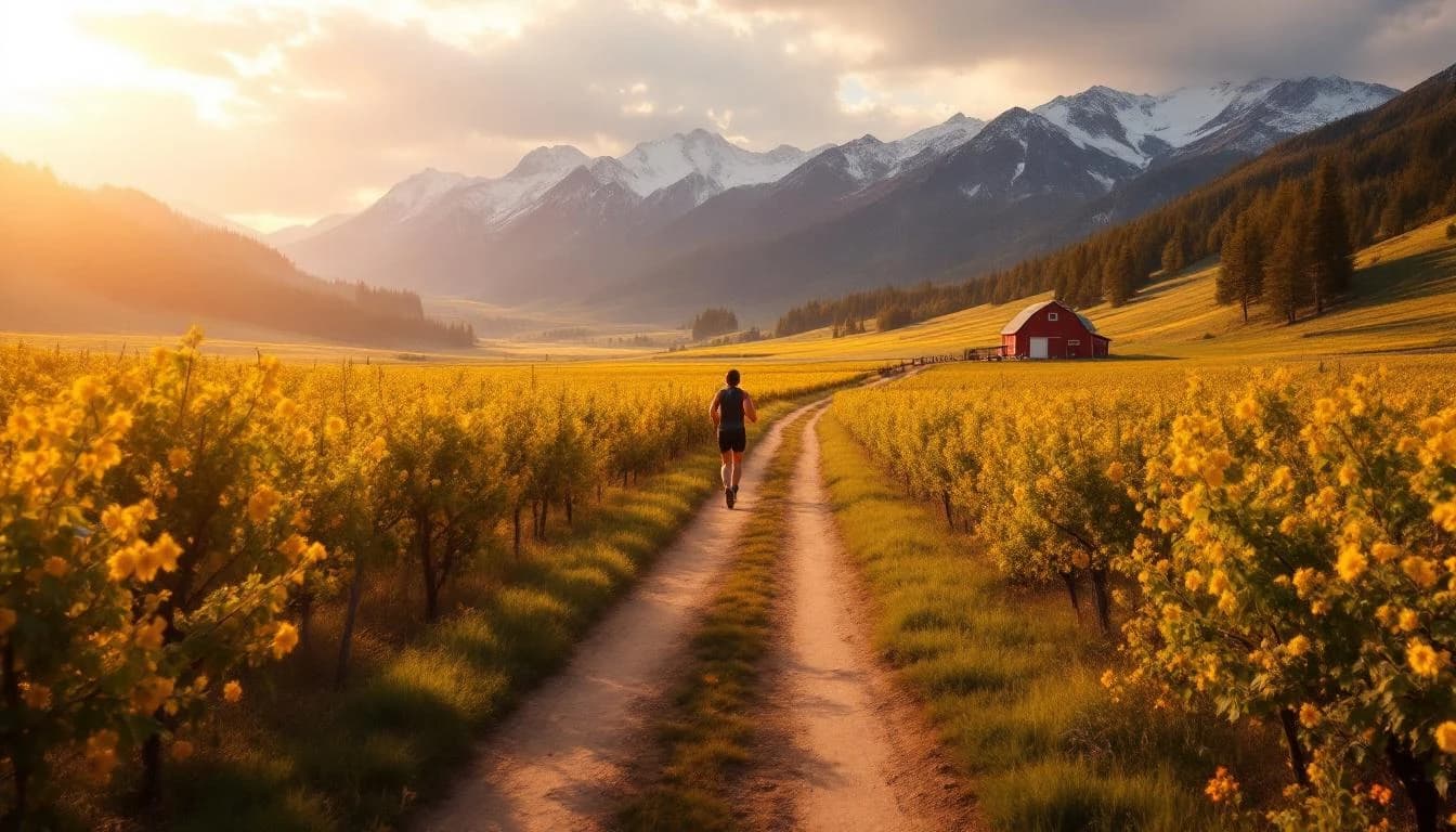Trail running course through fire road trails in Utah, USA