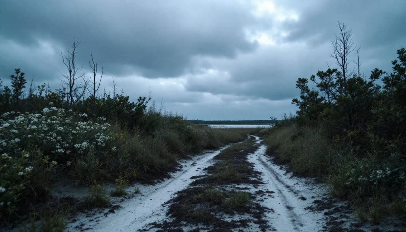 Trail running course through fire road trails in South Carolina