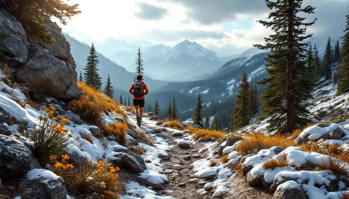 Trail running course through singletrack trails in Montana, USA