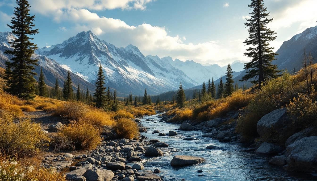 Trail running course through mixed terrain in Alaska, USA