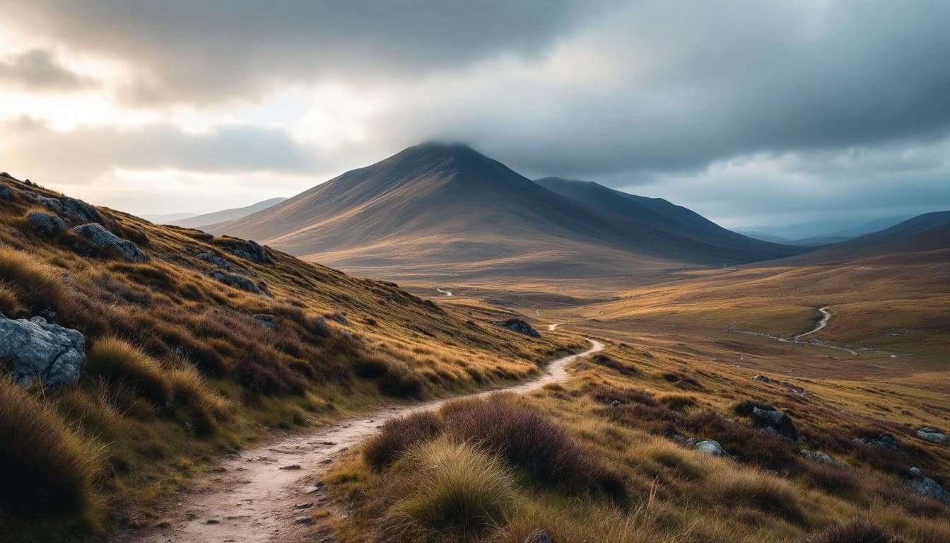Trail running course through mixed terrain in Aberdeenshire, GB