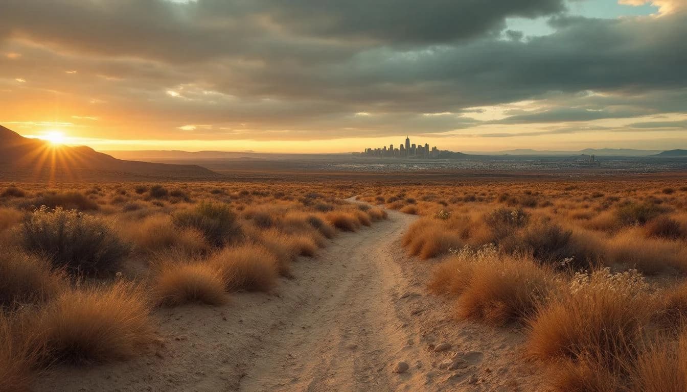 Trail running course through mixed terrain in Nevada, USA