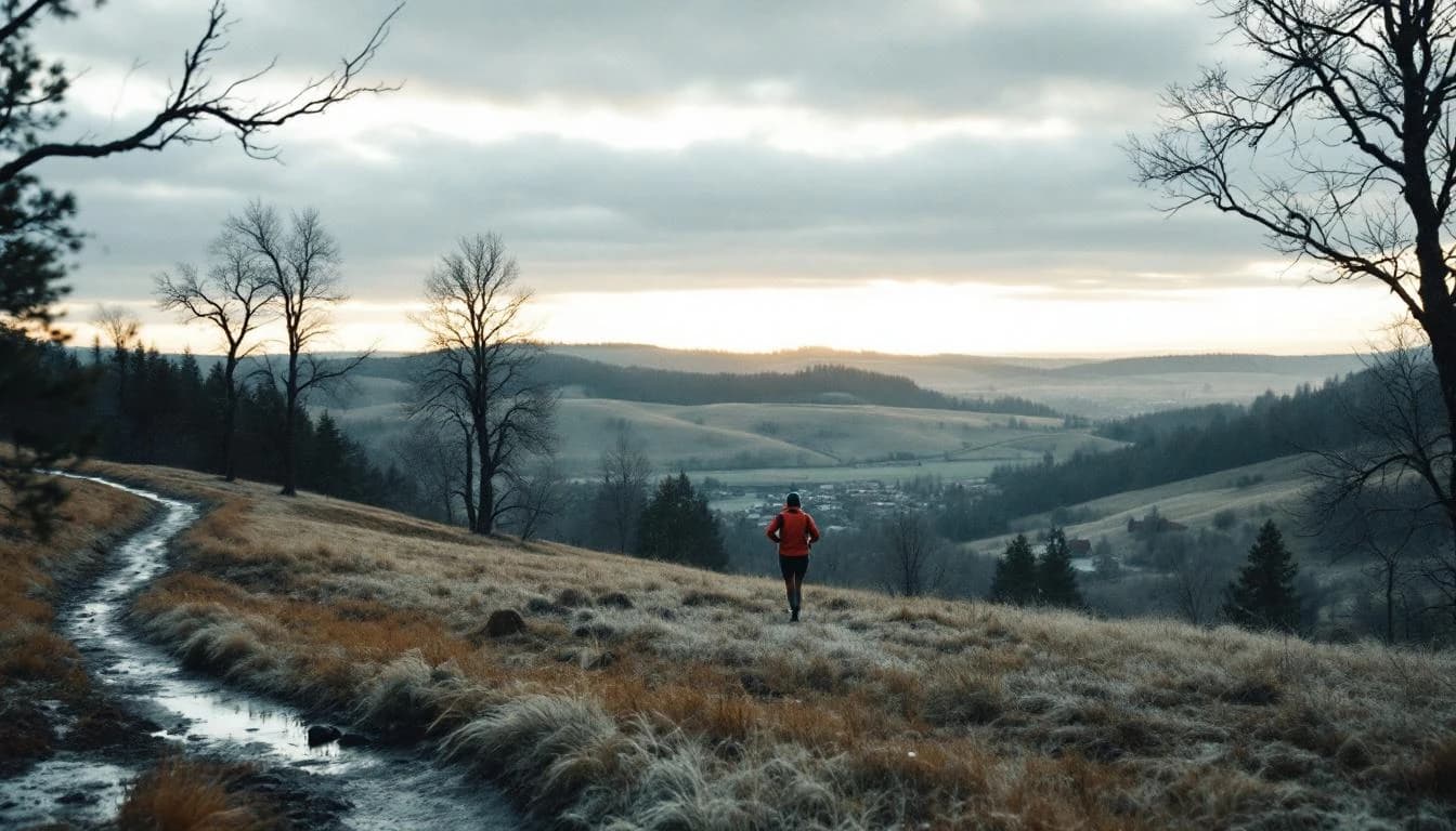 Trail running course through road course in Washington