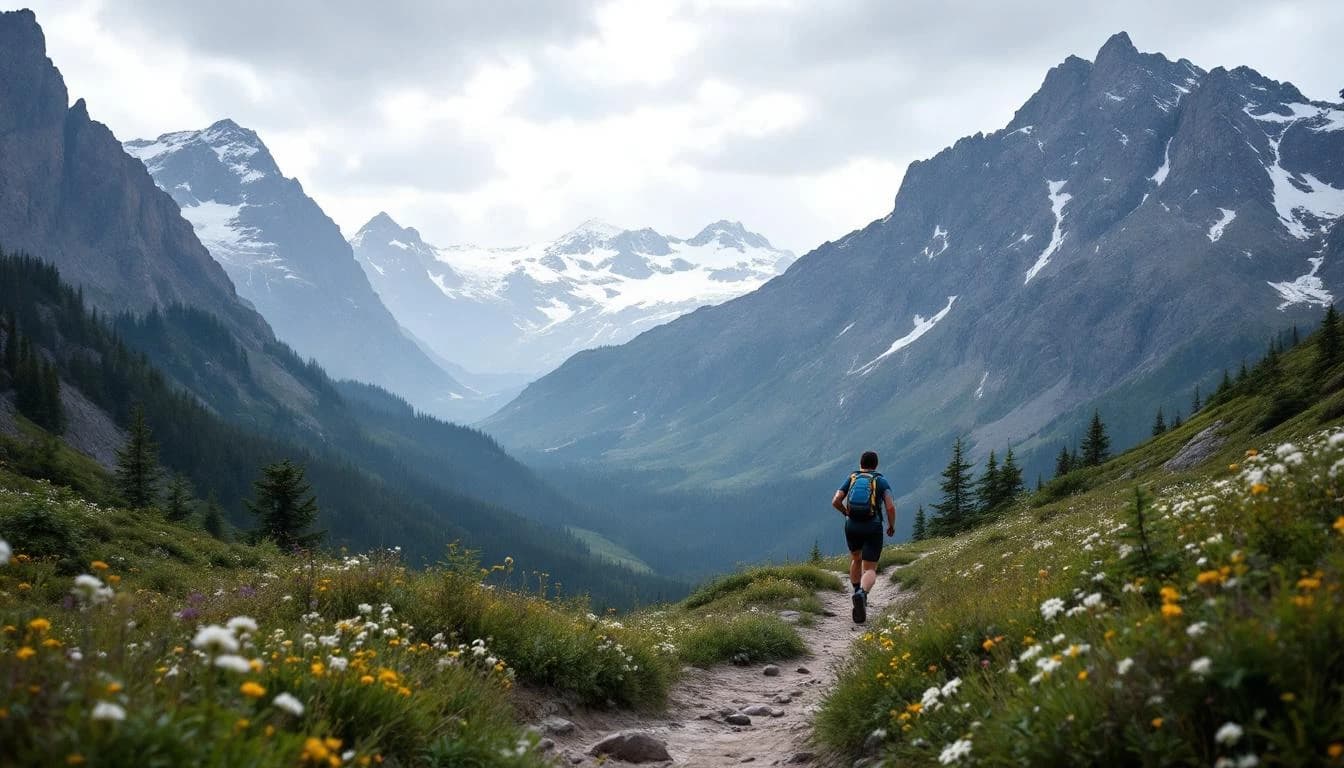 Trail running race course landscape